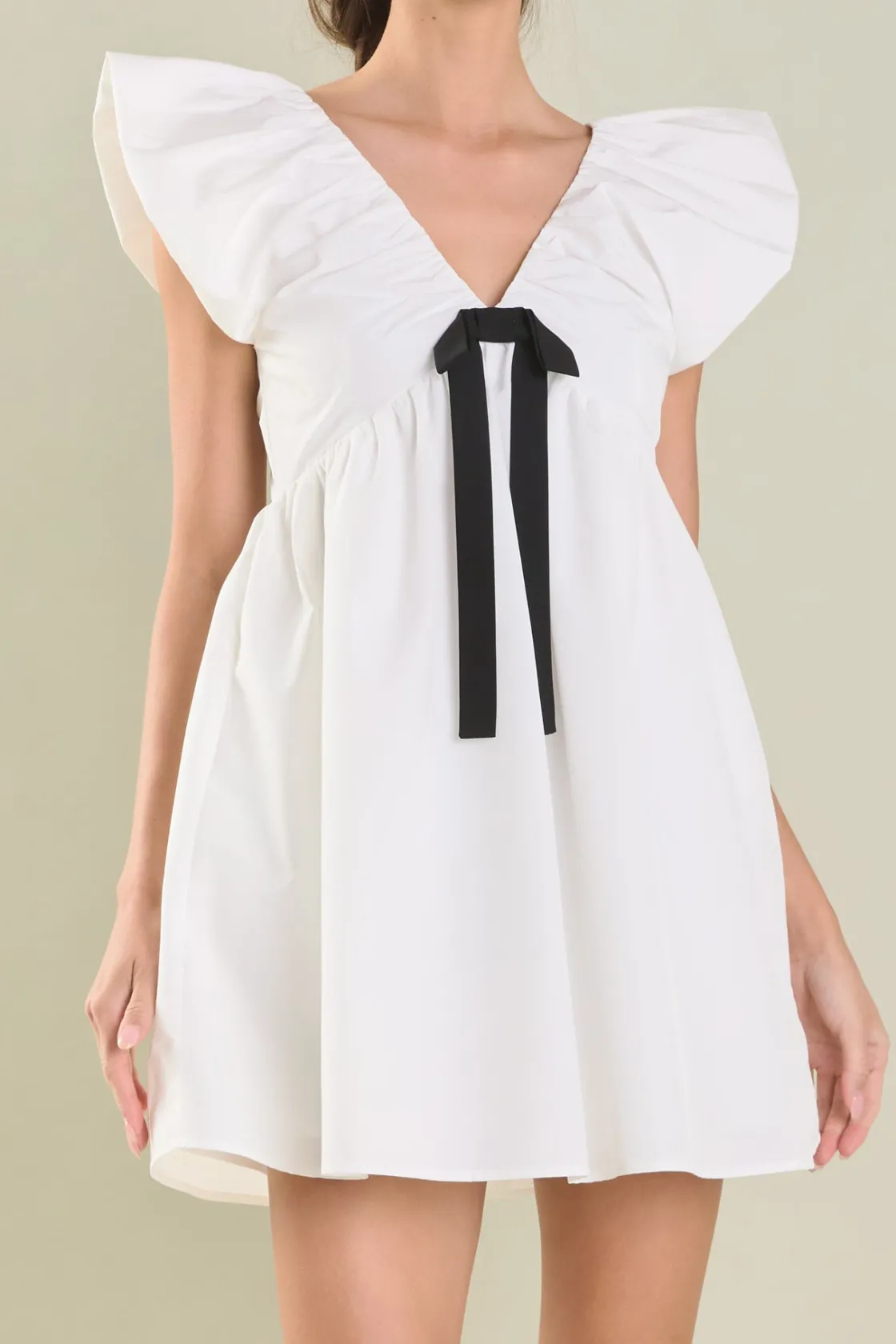 endless_rose__combo_bow_m_0.webp ENDLESS ROSE Tops*- Combo Bow Mini Dress IVORY