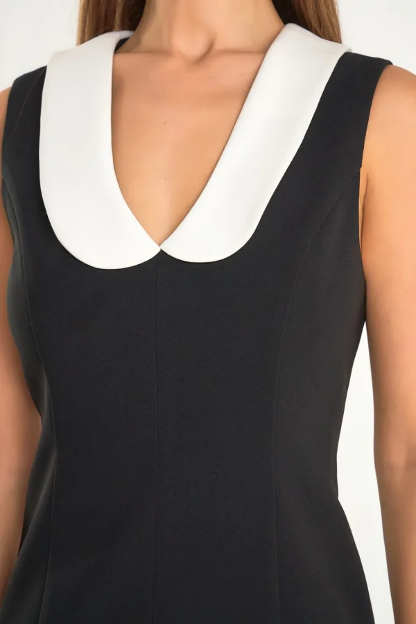 ENDLESS ROSE Tops*- Contrast Shawl Lapel Mini Dress BLACK/WHITE