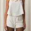 ENDLESS ROSE Tops*- Corsage Bow Flowy Top