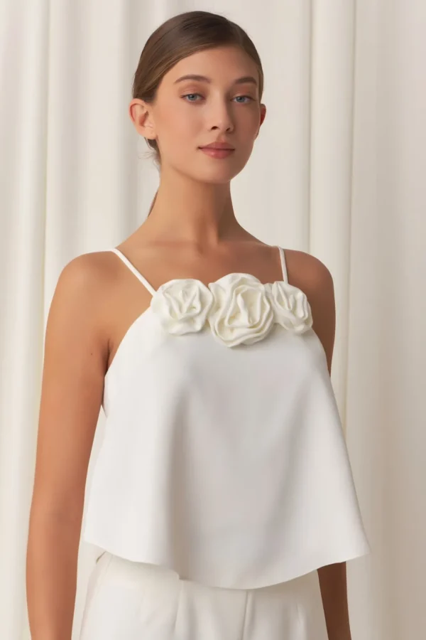ENDLESS ROSE Tops*- Corsage Bow Flowy Top
