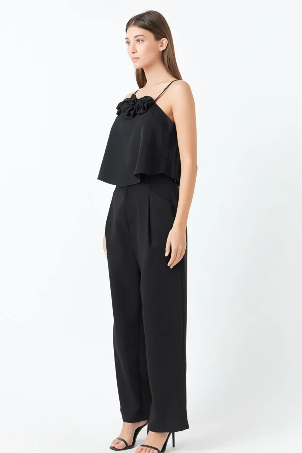 ENDLESS ROSE Tops*- Corsage Bow Flowy Top