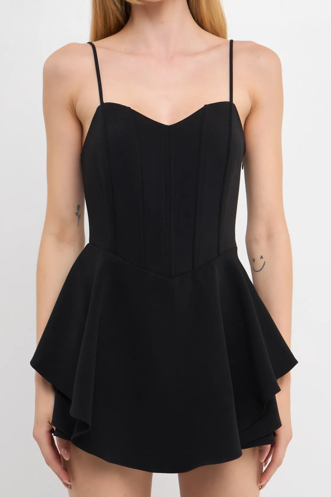endless_rose__corset_bust_0.webp ENDLESS ROSE Tops*- Corset Bustier Ruffled Romper BLACK