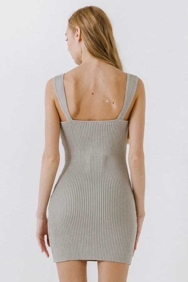 ENDLESS ROSE Tops*- Corset Style Knitted Mini Dress SAGE