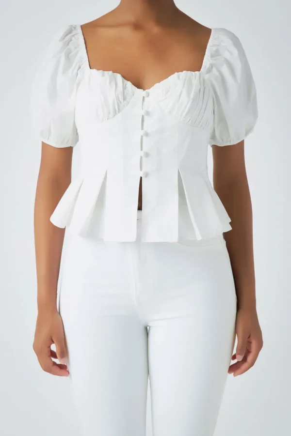 ENDLESS ROSE Tops*- Corset Top with Pleats WHITE