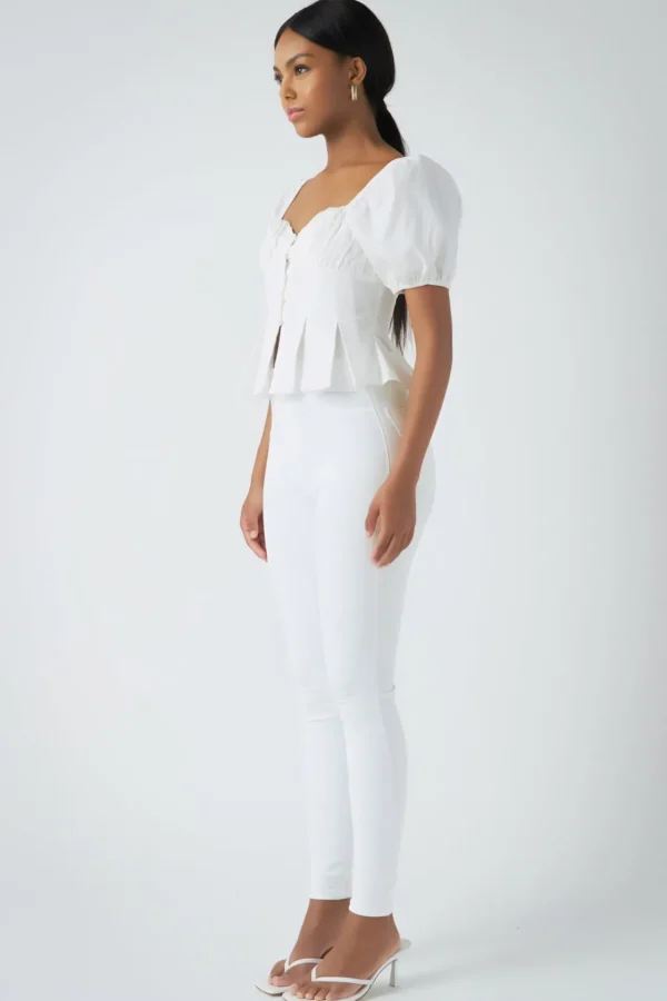 ENDLESS ROSE Tops*- Corset Top with Pleats WHITE