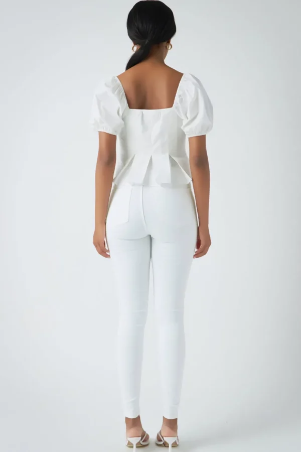 ENDLESS ROSE Tops*- Corset Top with Pleats WHITE