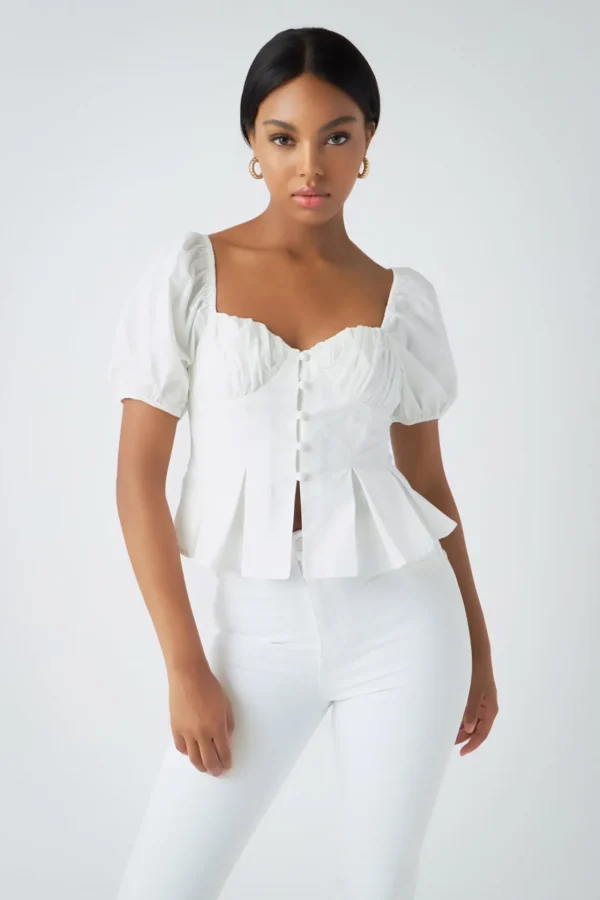 ENDLESS ROSE Tops*- Corset Top with Pleats WHITE