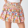 ENDLESS ROSE Tops*- Cotton Floral Print Tiered Mini Skort WHITEMULTI