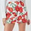 ENDLESS ROSE Tops*- Cotton Floral Print Mini Skort WHITE/RED
