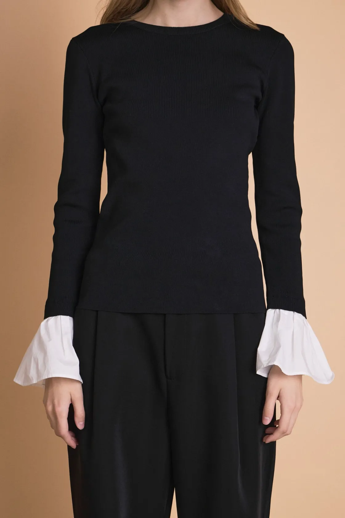 endless_rose__cotton_slee_0.webp ENDLESS ROSE Tops*- Cotton Sleeve Top BLACK