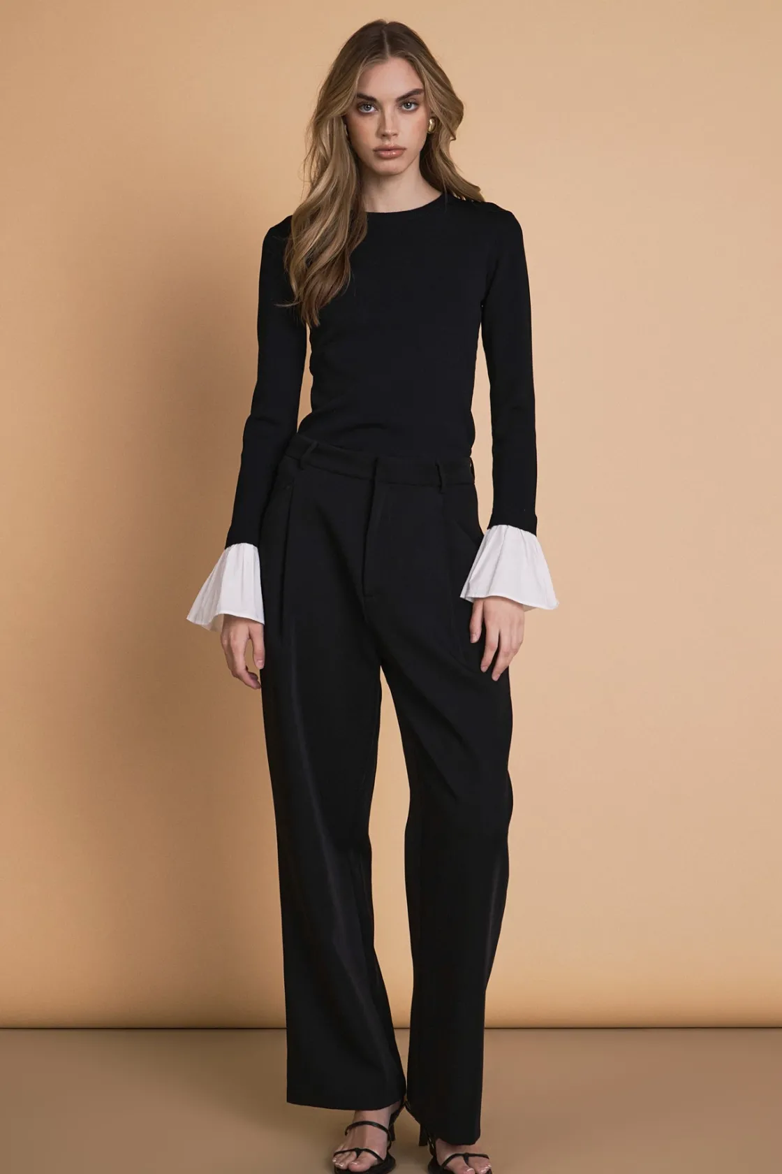 endless_rose__cotton_slee_1.webp ENDLESS ROSE Tops*- Cotton Sleeve Top BLACK
