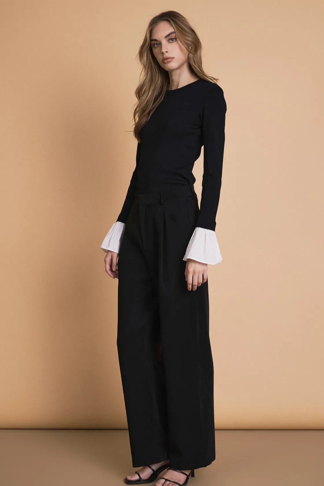 endless_rose__cotton_slee_2.webp ENDLESS ROSE Tops*- Cotton Sleeve Top BLACK