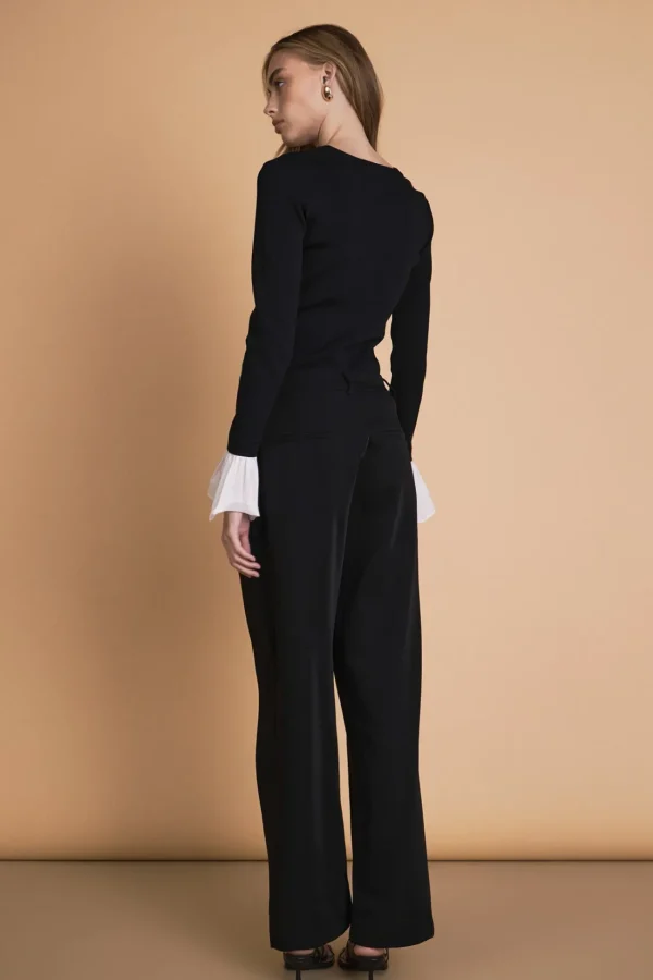 ENDLESS ROSE Tops*- Cotton Sleeve Top BLACK