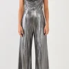 ENDLESS ROSE Tops | One Pieces*- Cowl Neck Cami Bodice Metallic Jumpsuit DARKSILVER