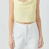 ENDLESS ROSE Tops*- Cowl Neck Cropped Cami CREAMYYELLOW