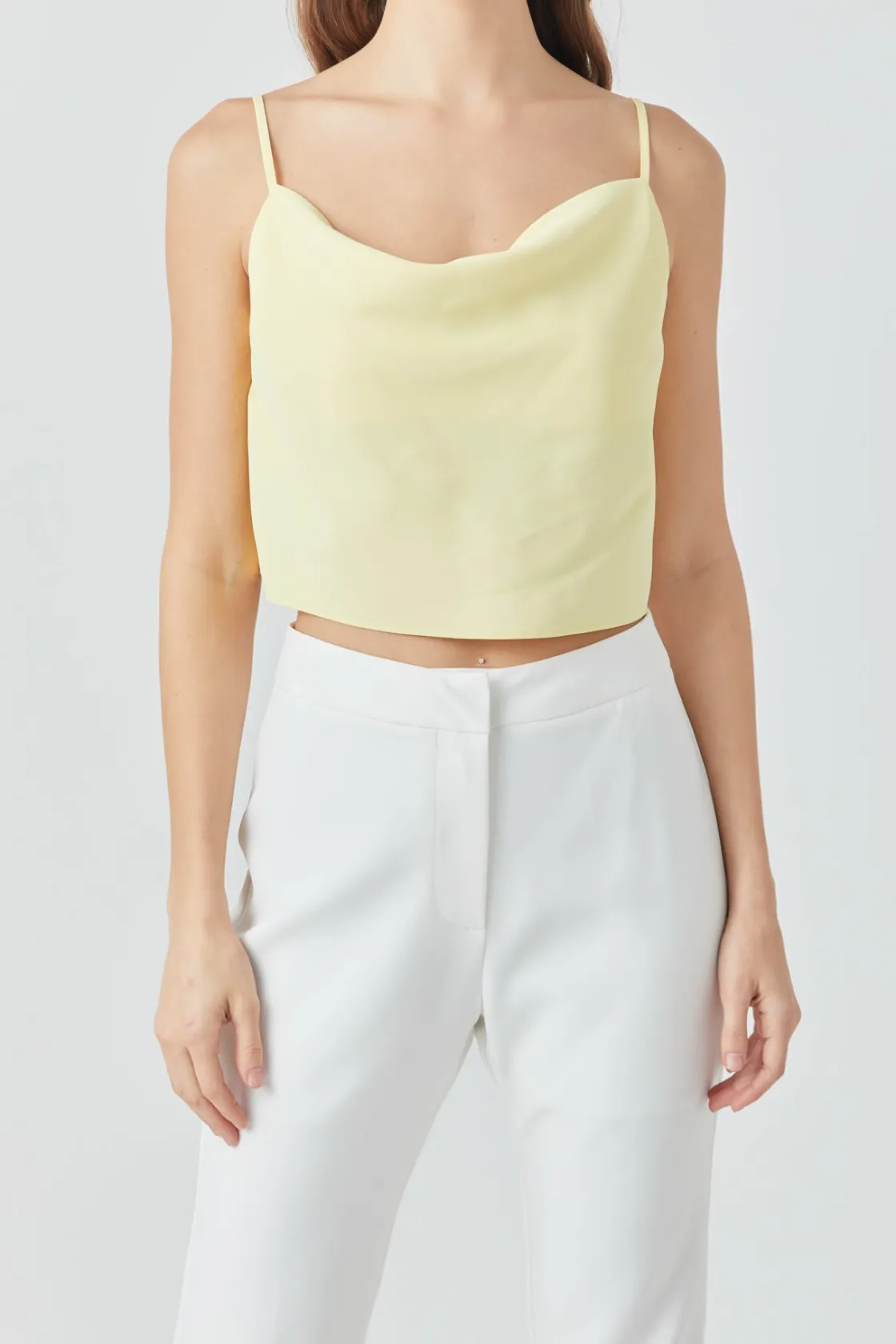 endless_rose__cowl_neck_c_0.webp ENDLESS ROSE Tops*- Cowl Neck Cropped Cami CREAMYYELLOW