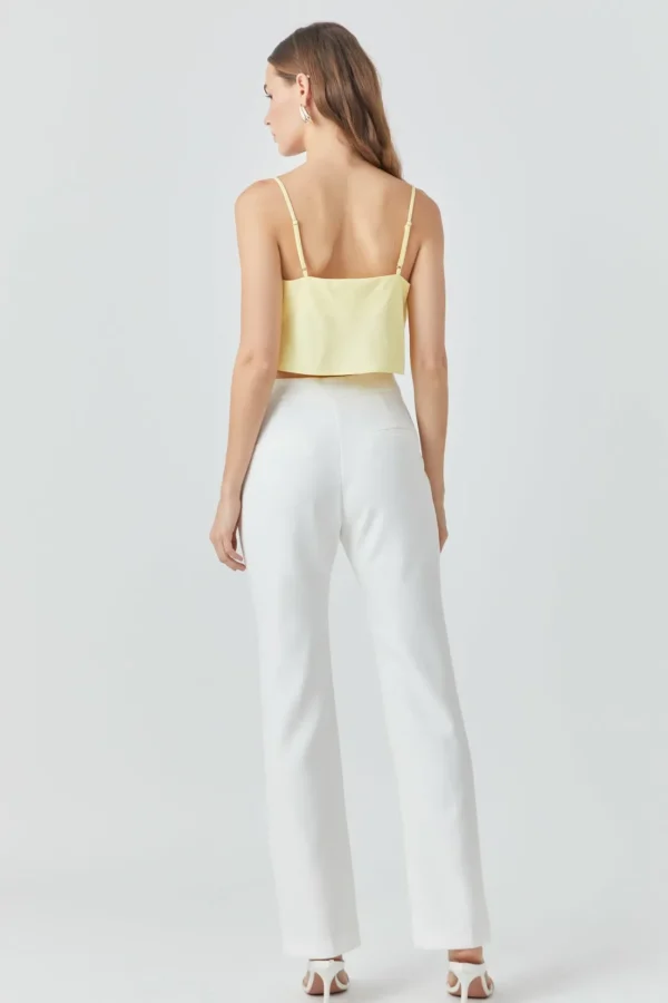 ENDLESS ROSE Tops*- Cowl Neck Cropped Cami CREAMYYELLOW