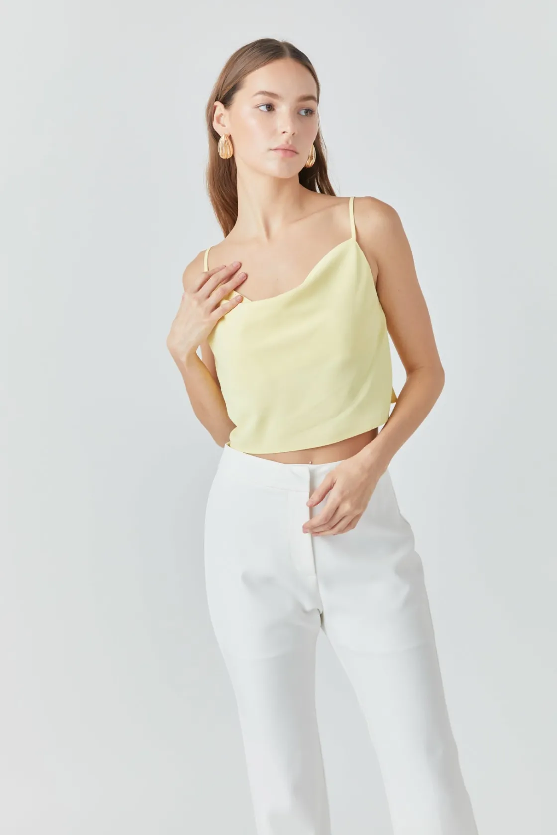 endless_rose__cowl_neck_c_3.webp ENDLESS ROSE Tops*- Cowl Neck Cropped Cami CREAMYYELLOW