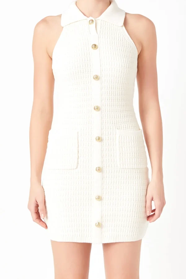 ENDLESS ROSE Tops*- Crochet Knit Dress
