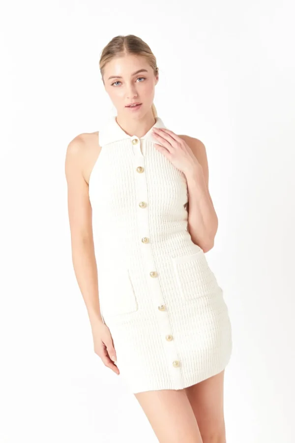 ENDLESS ROSE Tops*- Crochet Knit Dress