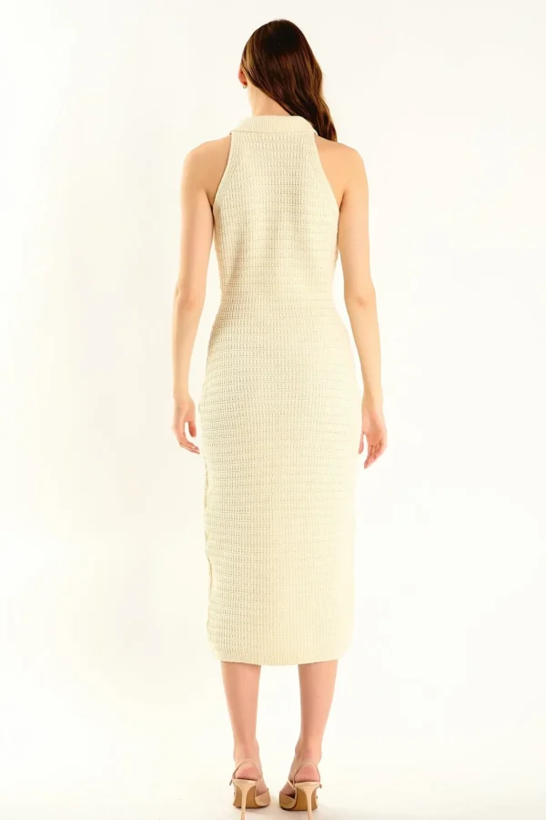 ENDLESS ROSE Tops*- Crochet Knit Midi Dress IVORY