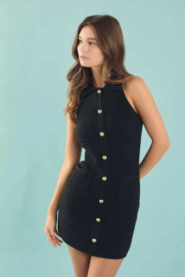 ENDLESS ROSE Tops*- Crochet Knit Dress