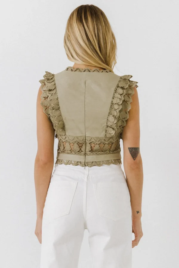 ENDLESS ROSE Tops*- Crochet Lace Crop Top