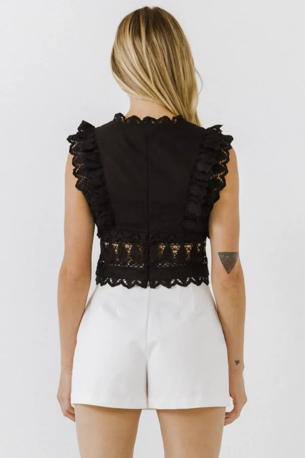 ENDLESS ROSE Tops*- Crochet Lace Crop Top