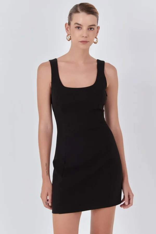 ENDLESS ROSE Tops*- Cutout Bow Fitted Mini Dress