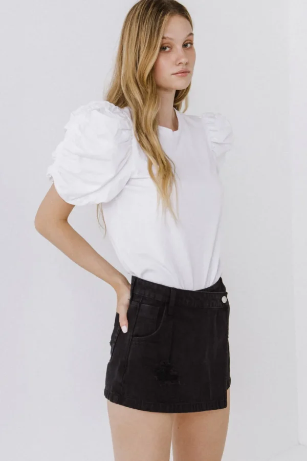 ENDLESS ROSE Tops*- Denim Skort