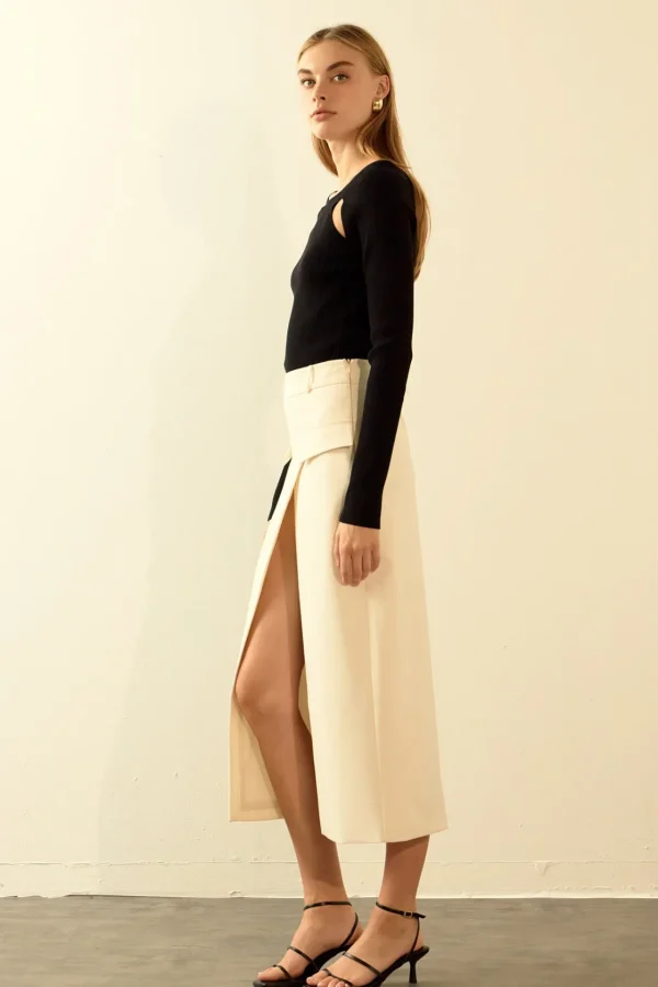 ENDLESS ROSE Tops*- Double Cut Out Knit Top