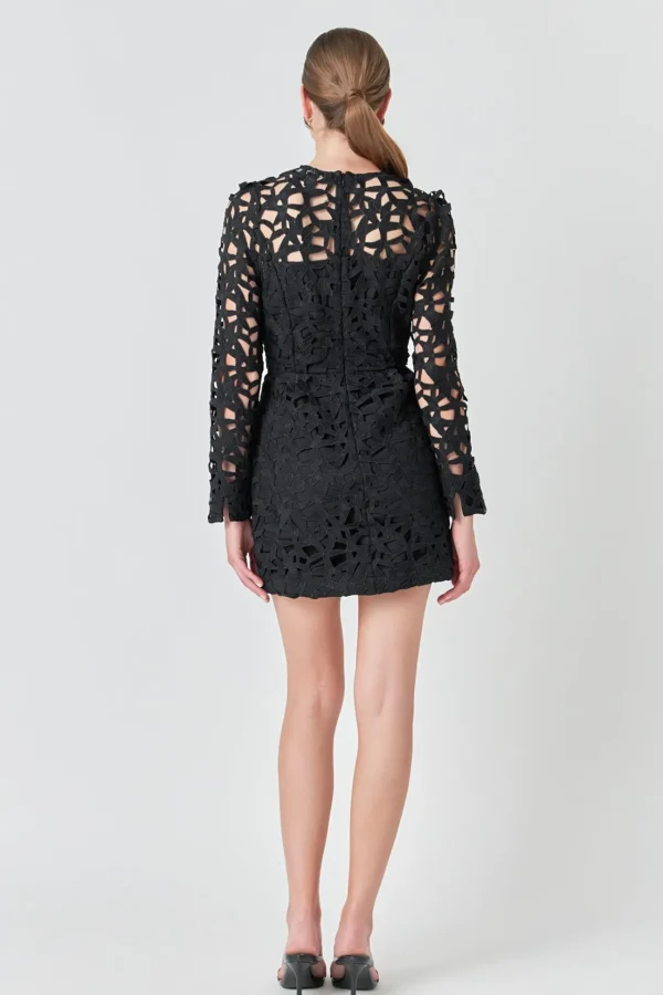 ENDLESS ROSE Tops*- Eyelet Structured Mini Dress