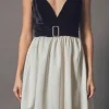 ENDLESS ROSE Tops*- Fancy Mixed Media Mini Dress BLACK/IVORY