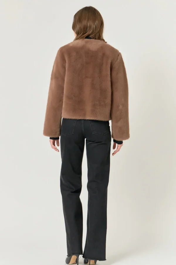 ENDLESS ROSE Tops*- Faux Fur Lady Jacket BROWN