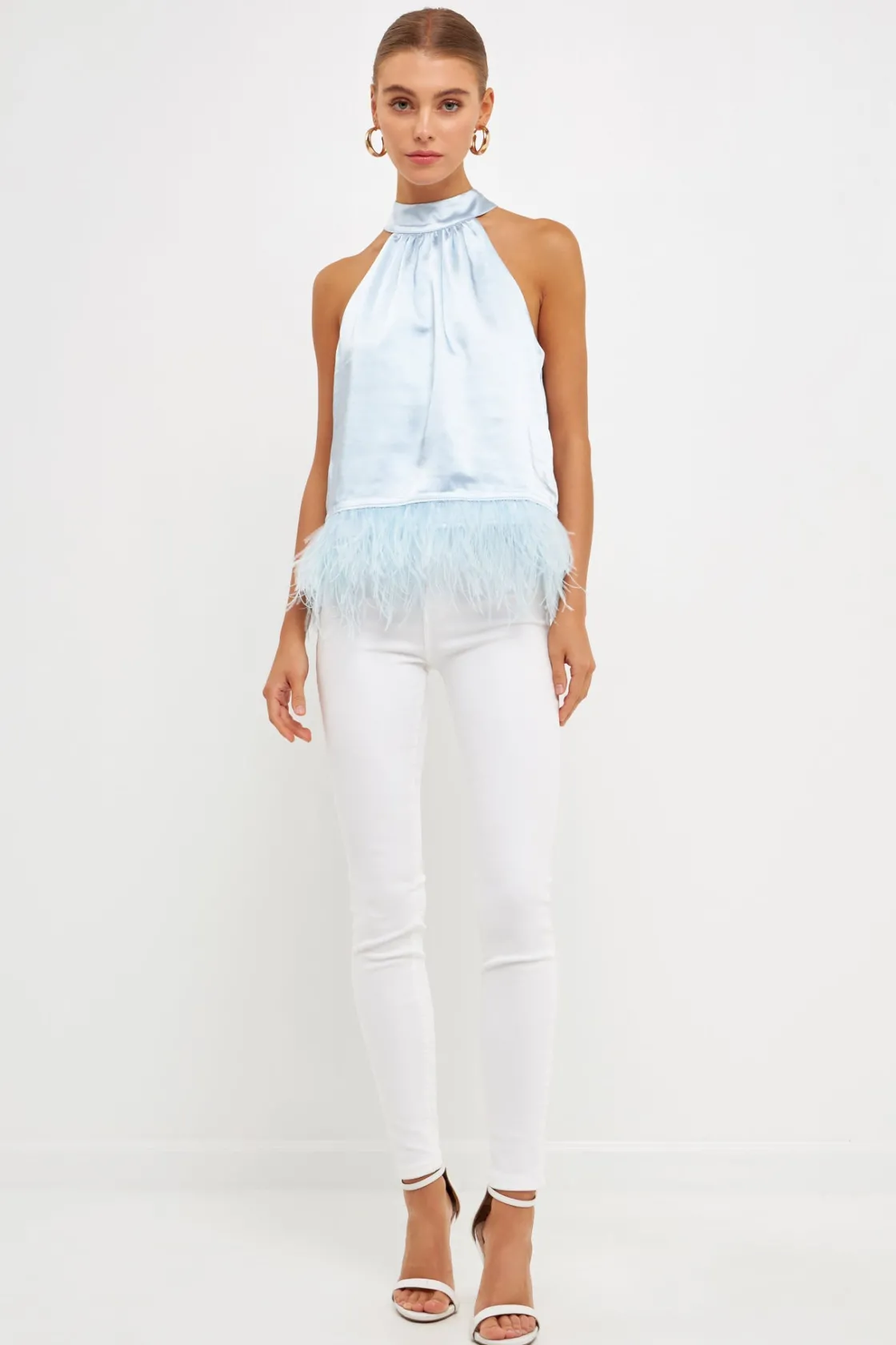 endless_rose__feather_tri_10.webp ENDLESS ROSE Tops*- Feather Trim Top