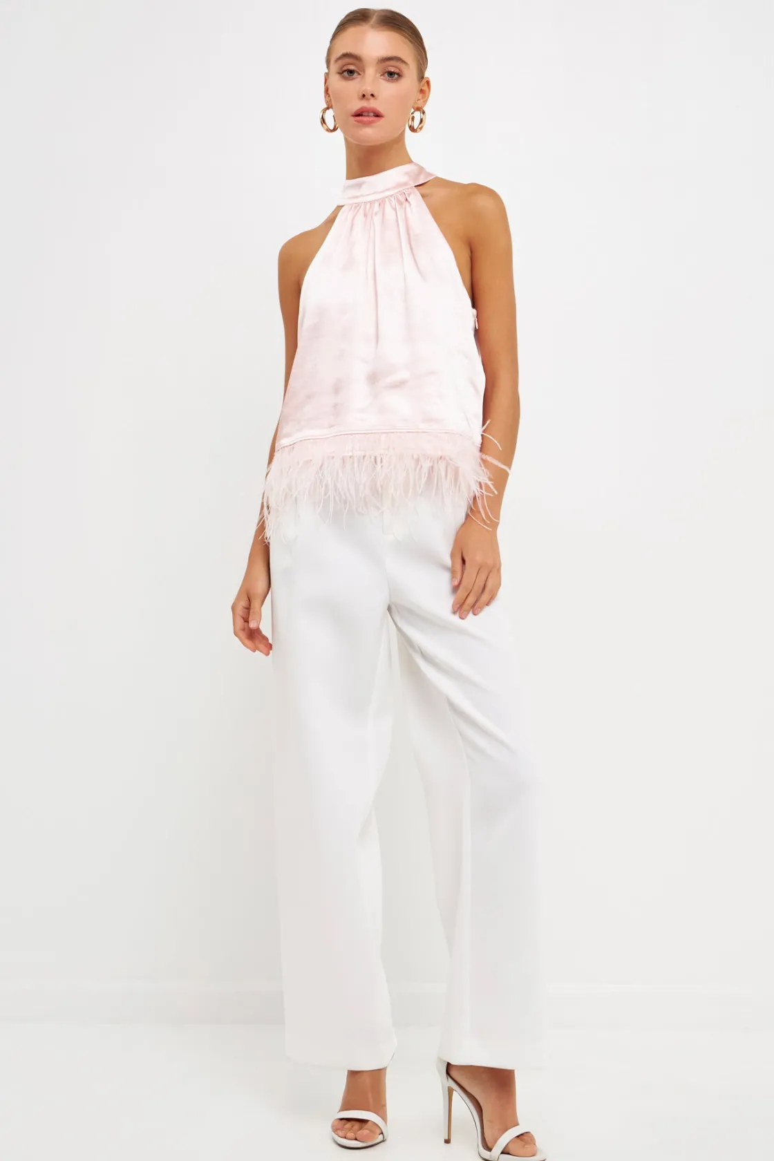 endless_rose__feather_tri_5.webp ENDLESS ROSE Tops*- Feather Trim Top