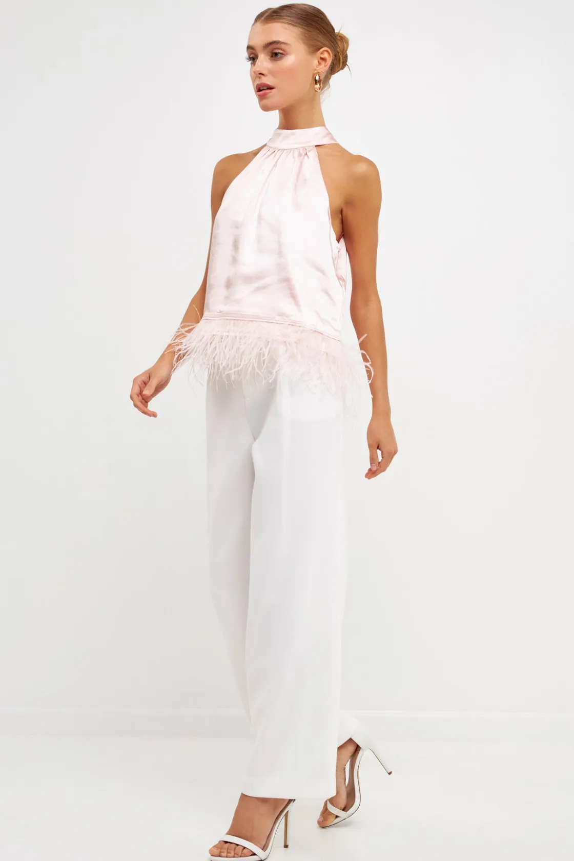 endless_rose__feather_tri_7.webp ENDLESS ROSE Tops*- Feather Trim Top