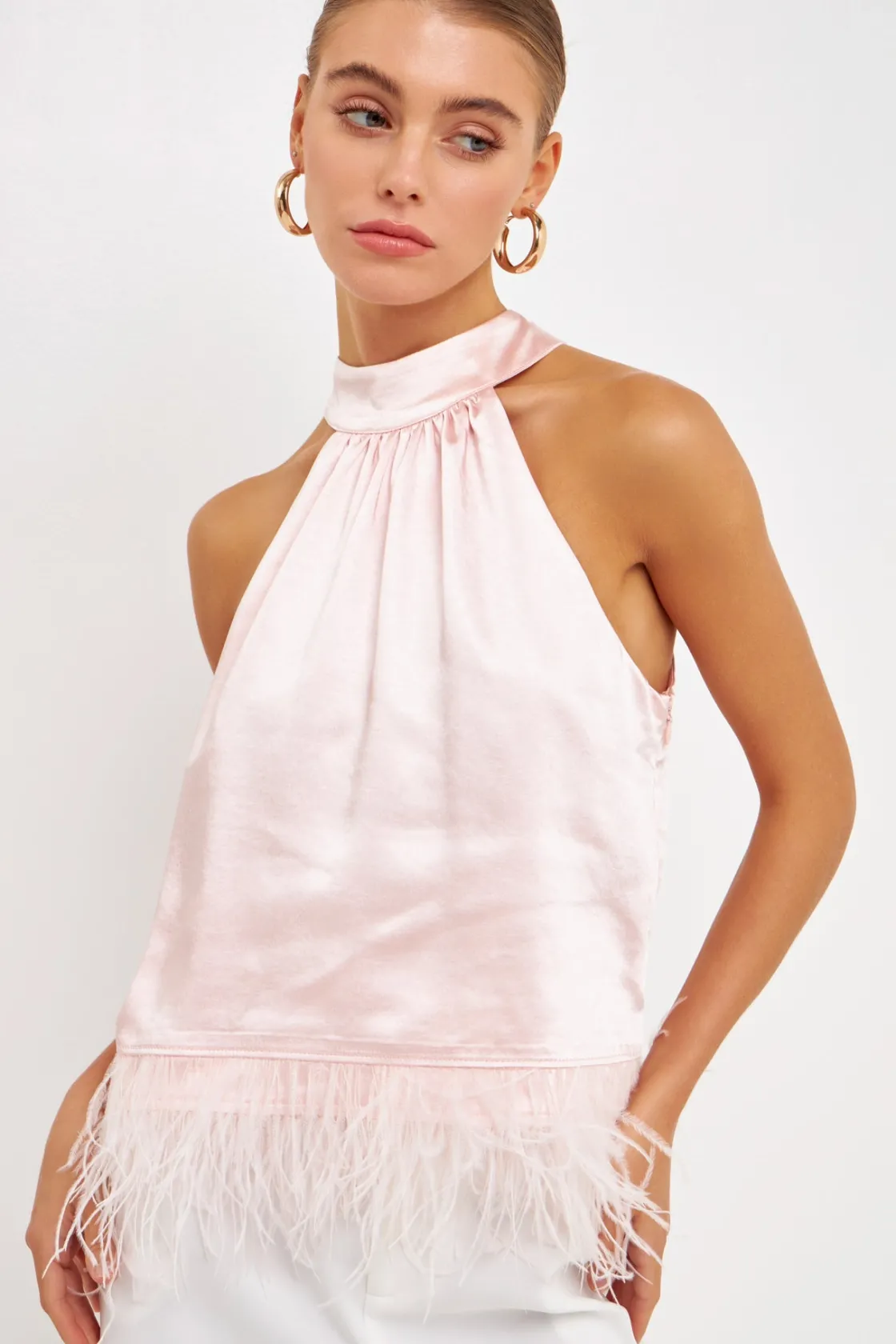 endless_rose__feather_tri_9.webp ENDLESS ROSE Tops*- Feather Trim Top
