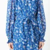 ENDLESS ROSE Tops*- Floral Chiffon Belted Mini Dress BLUE