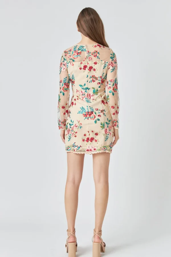 ENDLESS ROSE Tops*- Floral Embroidered Dress MULTI