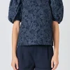 ENDLESS ROSE Tops | Shirts & Blouses*- Floral Jacquard Puff Sleeve Top