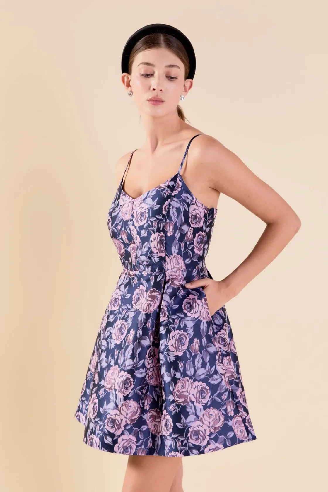 endless_rose__floral_jacq_3-1.webp ENDLESS ROSE Tops*- Floral Jacquard Sweetheart Neckline Mini Dress PURPLEMULTI