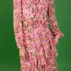 ENDLESS ROSE Tops*- Floral Print Off Waist Dress PINKMULTI