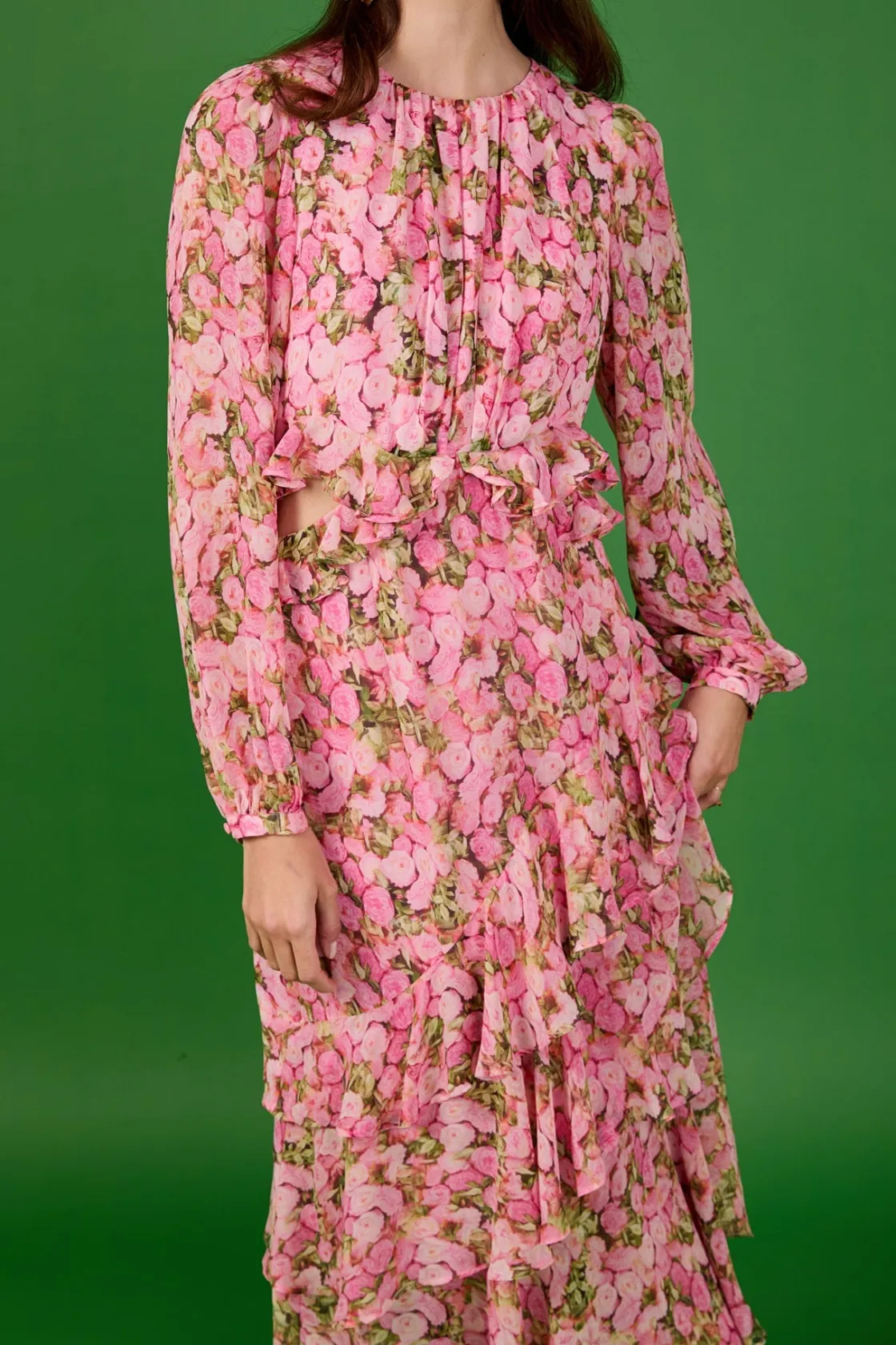 endless_rose__floral_prin_0-1.webp ENDLESS ROSE Tops*- Floral Print Off Waist Dress PINKMULTI