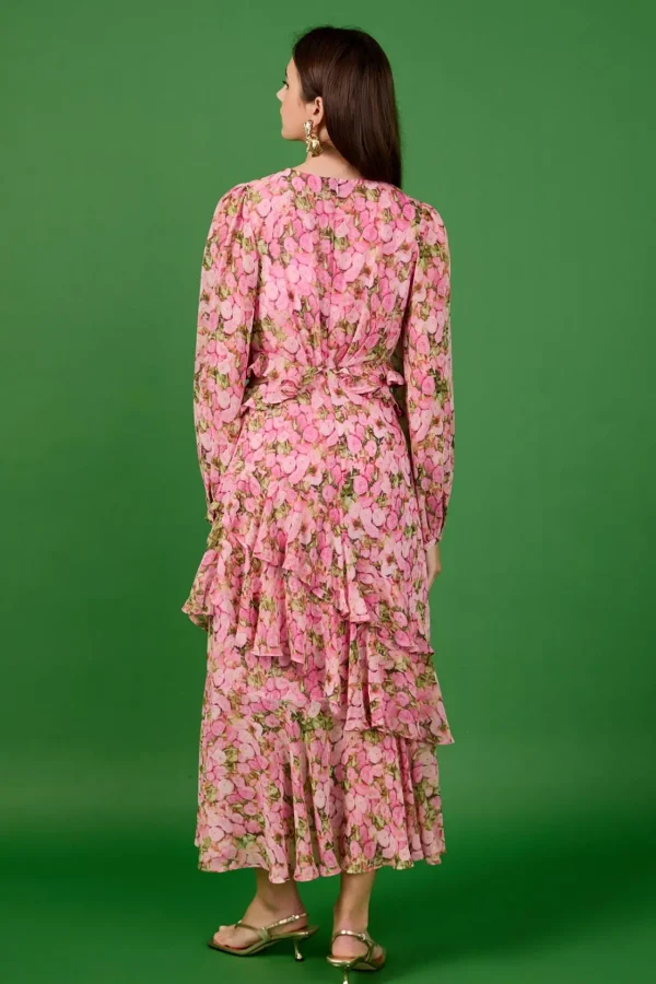 ENDLESS ROSE Tops*- Floral Print Off Waist Dress PINKMULTI