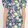 ENDLESS ROSE Tops*- Floral Puff Sleeve Woven Dress NAVYMULTI