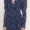 ENDLESS ROSE Tops*- Floral Ruched Mini Dress NAVY