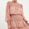 ENDLESS ROSE Tops*- Floral Stripe Chiffon Dress PINKMULTI
