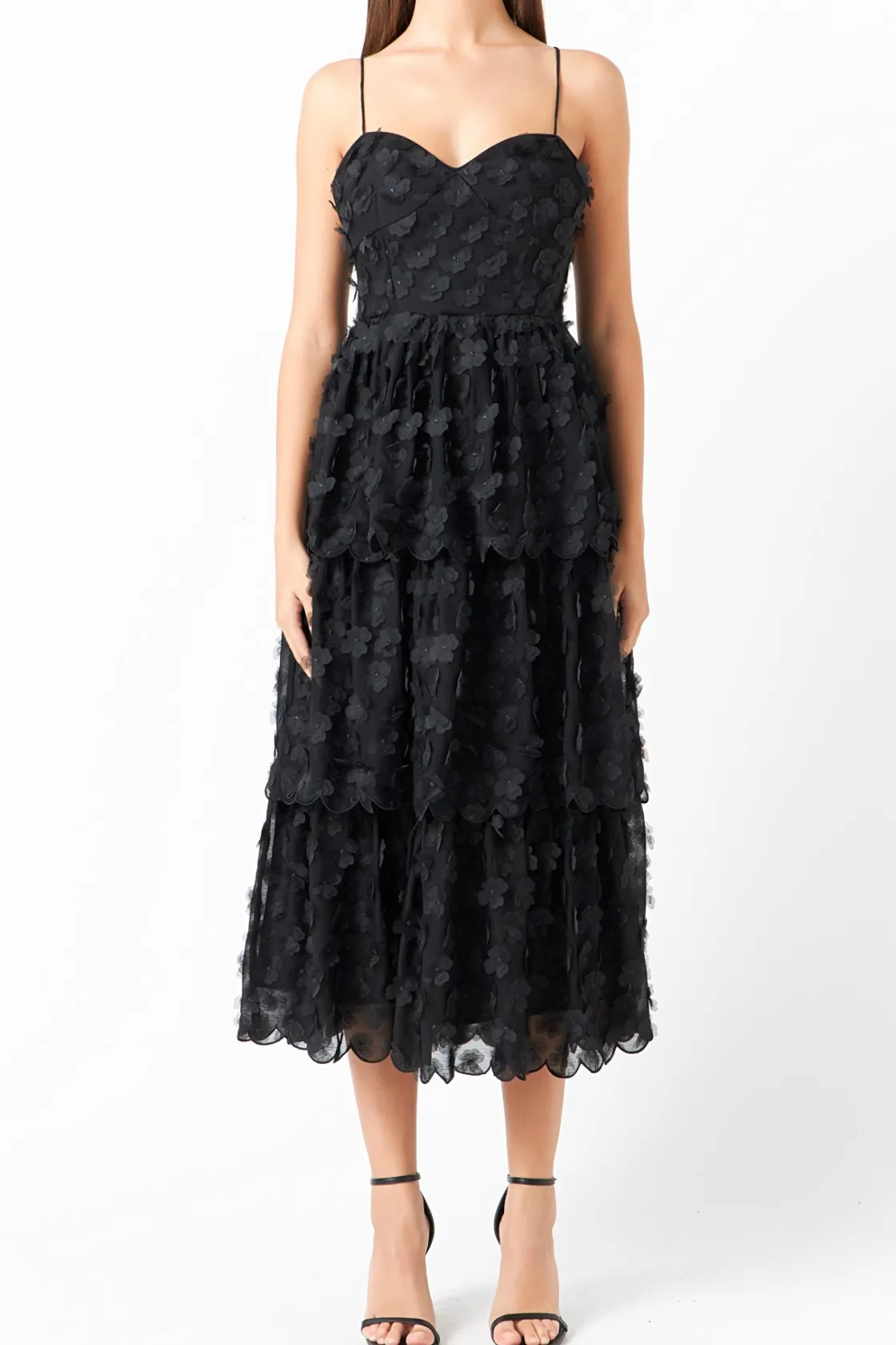 endless_rose__floral_tier_0.webp ENDLESS ROSE Tops*- Floral Tiered Midi Dress BLACK