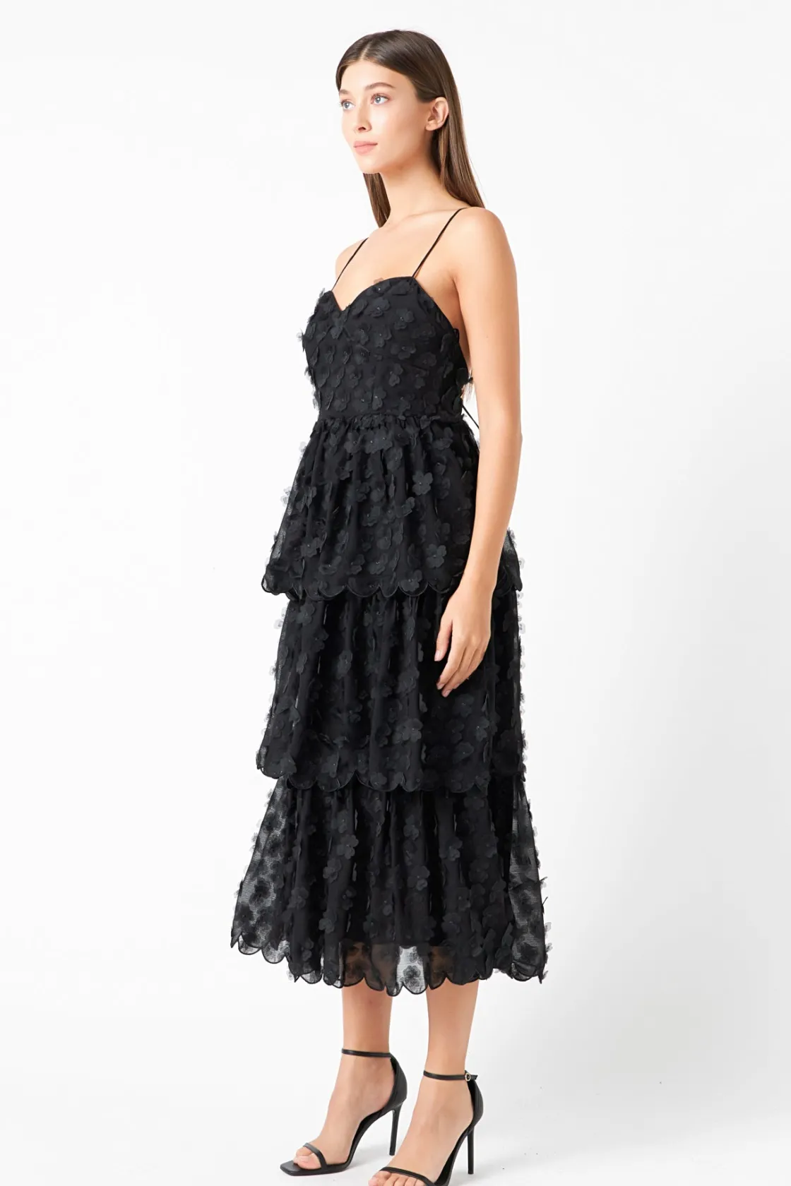 endless_rose__floral_tier_1.webp ENDLESS ROSE Tops*- Floral Tiered Midi Dress BLACK